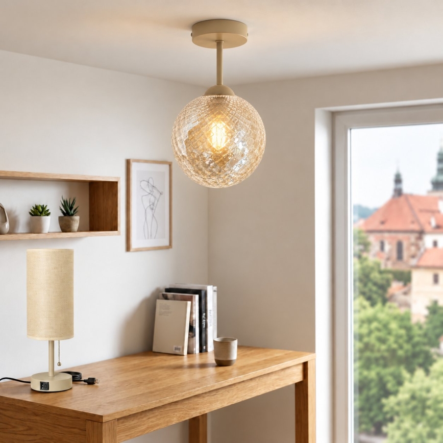 BRILAGI - LED Prisadený luster RETRO GLASS 1xE27/60W/230V pr. 17 cm béžová/dymová béžová