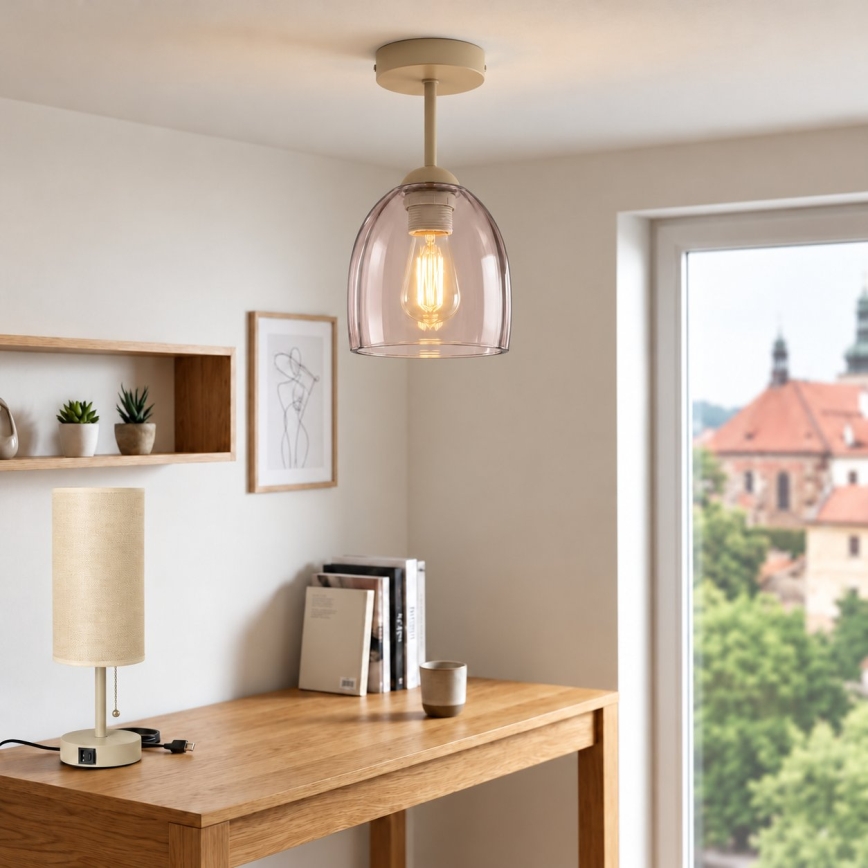 BRILAGI - LED prisadený luster RETRO GLASS 1xE27/60W/230V pr. 17 cm béžová/dymová béžová