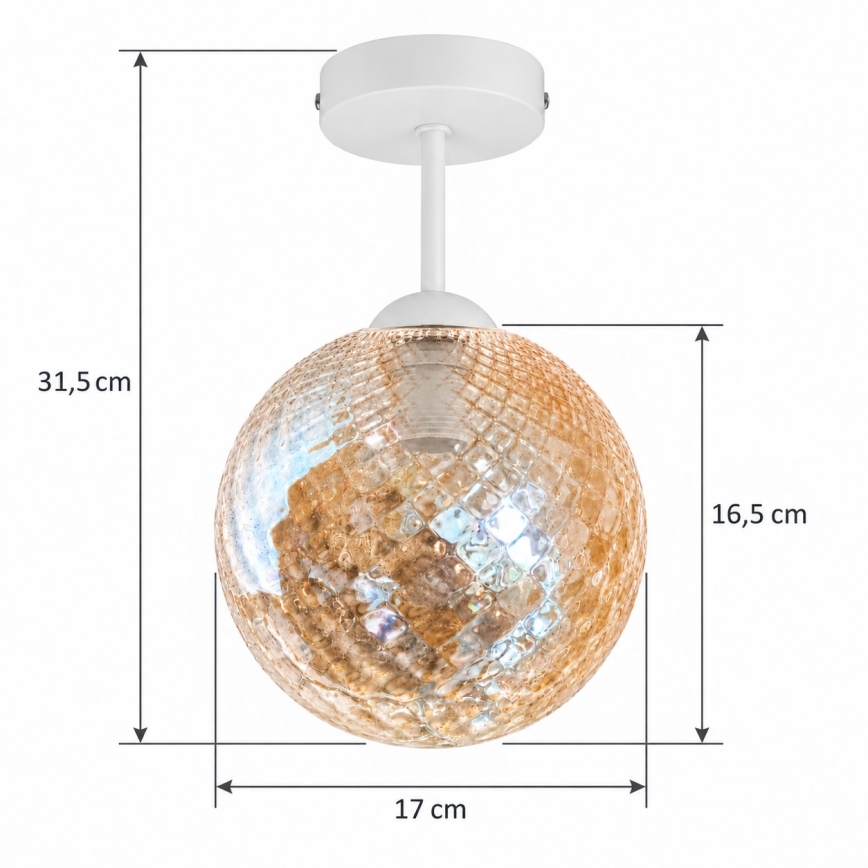BRILAGI - LED Prisadený luster RETRO GLASS 1xE27/60W/230V pr. 17 cm biela/dymová béžová