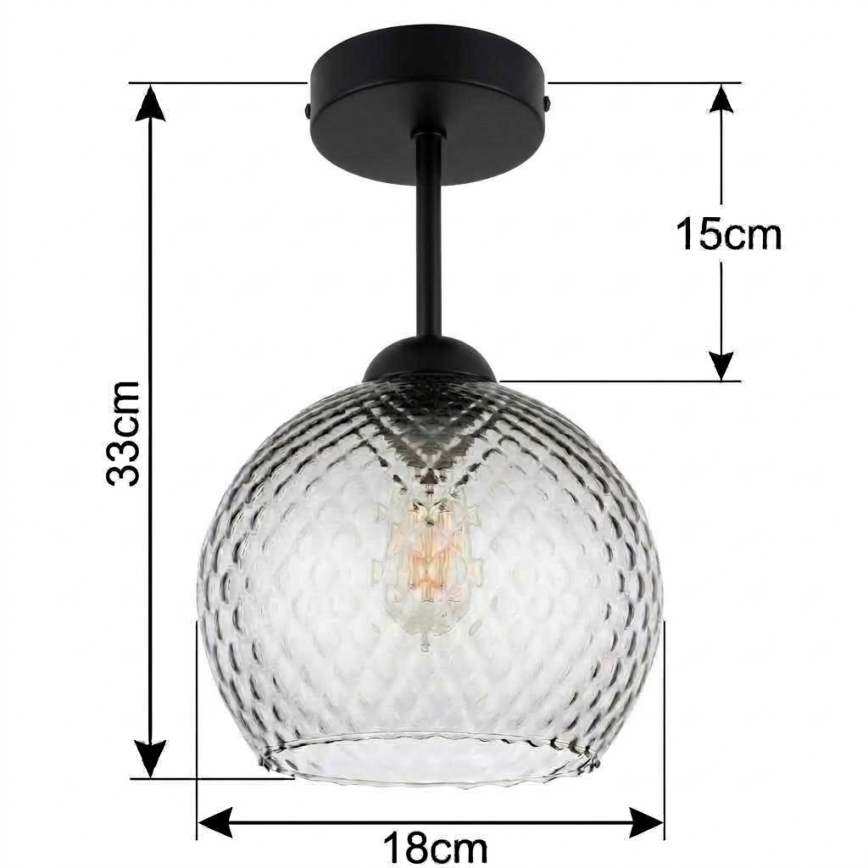 BRILAGI - LED Prisadený luster RETRO GLASS 1xE27/60W/230V pr. 18 cm čierna/dymová sivá