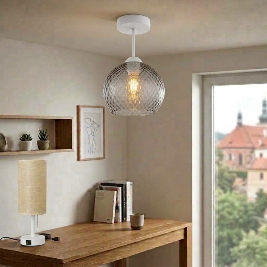 BRILAGI - LED Prisadený luster RETRO GLASS 1xE27/60W/230V pr. 25 cm biela/dymovo-šedá
