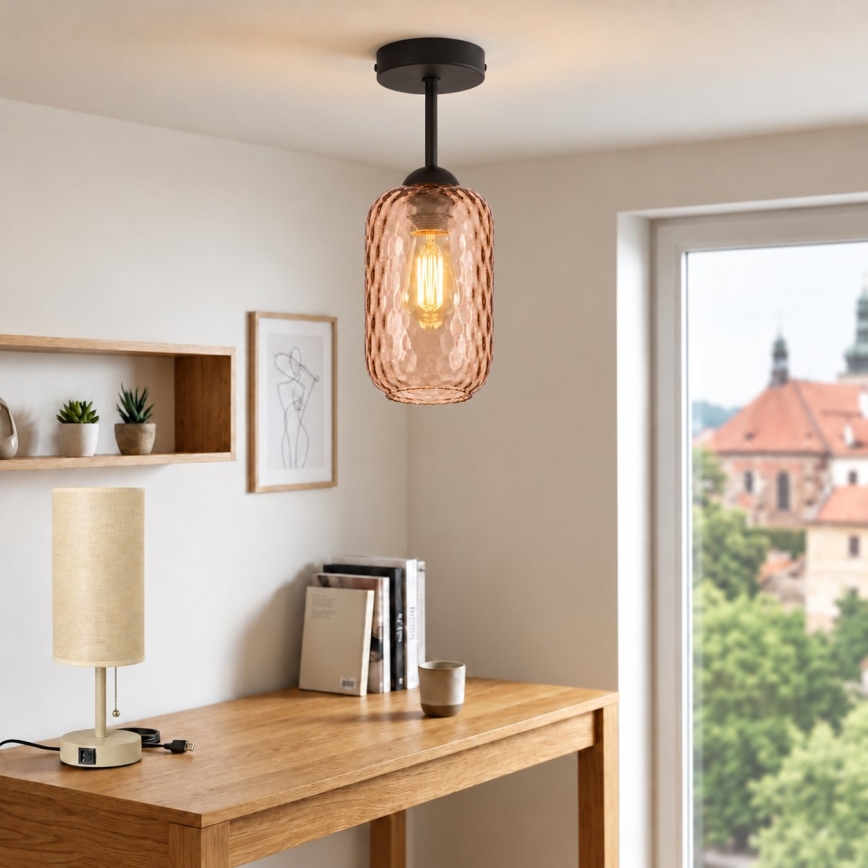 BRILAGI - LED Prisadený luster RETRO GLASS 1xE27/60W/230V pr. 14 cm čierna/dymovo hnedá