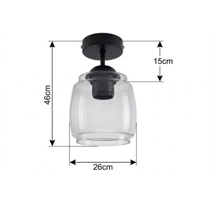 BRILAGI - LED Prisadený luster RETRO GLASS 1xE27/60W/230V pr. 26 cm čierna/dymová sivá