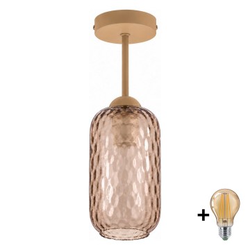 BRILAGI - LED Prisadený luster RETRO GLASS 1xE27/60W/230V pr. 14 cm béžová/dymová hnedá