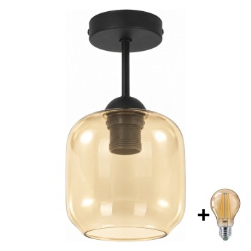 BRILAGI - LED Prisadený luster RETRO GLASS 1xE27/60W/230V pr. 14 cm čierna/dymová béžová