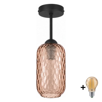 BRILAGI - LED Prisadený luster RETRO GLASS 1xE27/60W/230V pr. 14 cm čierna/dymovo hnedá
