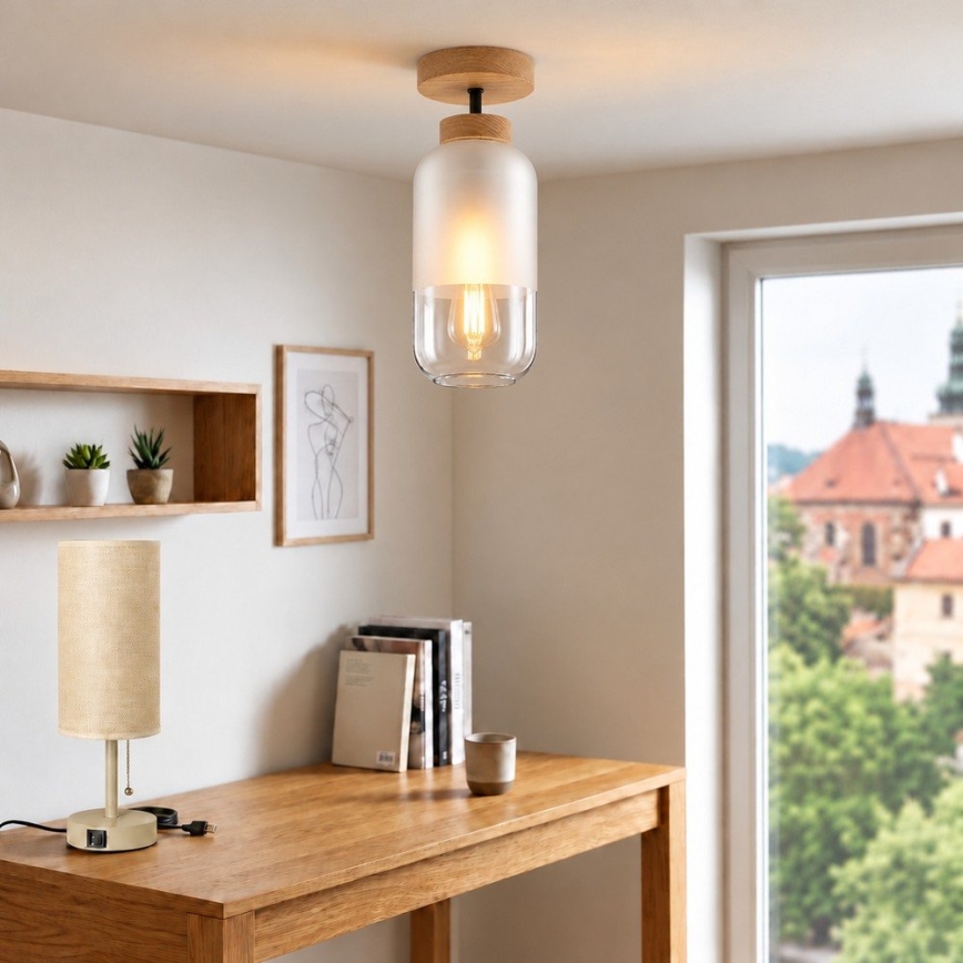 BRILAGI - LED Prisadený luster RETRO GLASS 1xE27/60W/230V pr. 14 cm dub/biela
