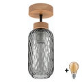 BRILAGI - LED Prisadený luster RETRO GLASS 1xE27/60W/230V pr. 14 cm dub/dymová sivá