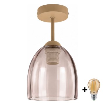 BRILAGI - LED prisadený luster RETRO GLASS 1xE27/60W/230V pr. 17 cm béžová/dymová béžová