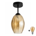 BRILAGI - LED Prisadený luster RETRO GLASS 1xE27/60W/230V pr. 17 cm čierna/dymová béžová