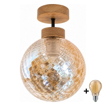 BRILAGI - LED Prisadený luster RETRO GLASS 1xE27/60W/230V pr. 17 cm dub/dymová béžová