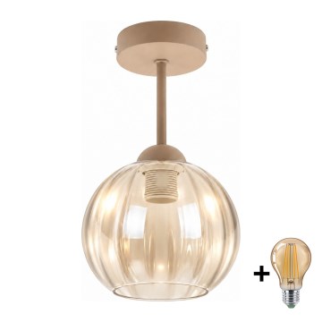 BRILAGI - LED Prisadený luster RETRO GLASS 1xE27/60W/230V pr. 18 cm béžová/dýmová béžová