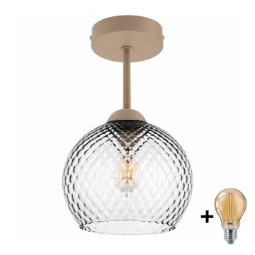 BRILAGI - LED Prisadený luster RETRO GLASS 1xE27/60W/230V pr. 18 cm béžová/dymová sivá