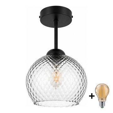 BRILAGI - LED Prisadený luster RETRO GLASS 1xE27/60W/230V pr. 18 cm čierna/dymová sivá