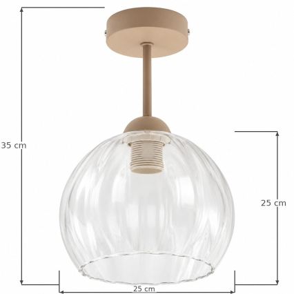 BRILAGI - LED Prisadený luster RETRO GLASS 1xE27/60W/230V pr. 25 cm béžová/číra