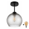 BRILAGI - LED Prisadený luster RETRO GLASS 1xE27/60W/230V pr. 25 cm čierna/dymová sivá