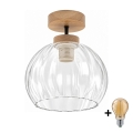 BRILAGI - LED Prisadený luster RETRO GLASS 1xE27/60W/230V pr. 25 cm dub/číre
