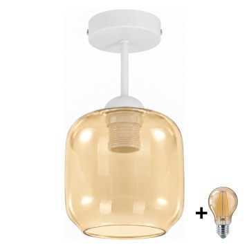 BRILAGI - LED prisadený luster RETRO GLASS 1xE27/60W/230V priemer 14 cm biela/dymová béžová