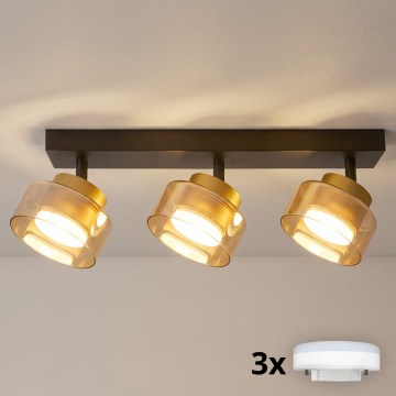 BRILAGI - LED RGB+CCT Stmievateľné bodové svietidlo AURA LUX 3xGX53/14W/230V 2700-6500K Wi-Fi Tuya čierna/zlatá
