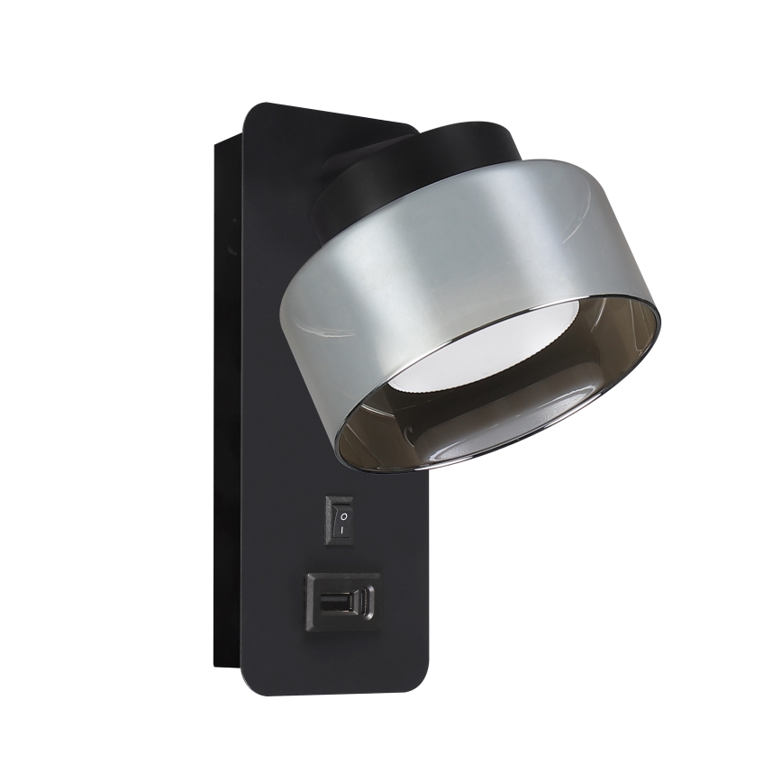 BRILAGI - LED RGB+CCT Stmievateľné nástenné svietidlo s USB portom AURA LUX 1xGX53/14W/230V 2700-6500K Wi-Fi Tuya čierna/dymová