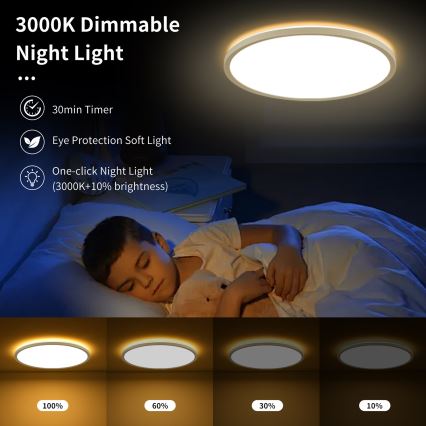 Brilagi - LED RGBW Stmievaťelné stropné svietidlo ULTRA SLIM LED/18W/230V 2700-6500K pr. 30 cm biela + diaľkové ovládanie