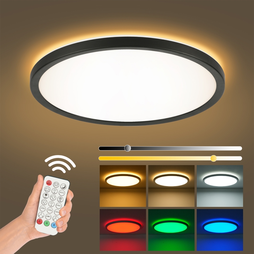 Brilagi - LED RGBW Stmievaťelné stropné svietidlo ULTRA SLIM LED/18W/230V 2700-6500K pr. 30 cm čierna + diaľkové ovládanie