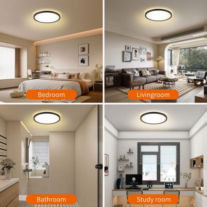 Brilagi - LED RGBW Stmievaťelné stropné svietidlo ULTRA SLIM LED/18W/230V 2700-6500K pr. 30 cm čierna + diaľkové ovládanie