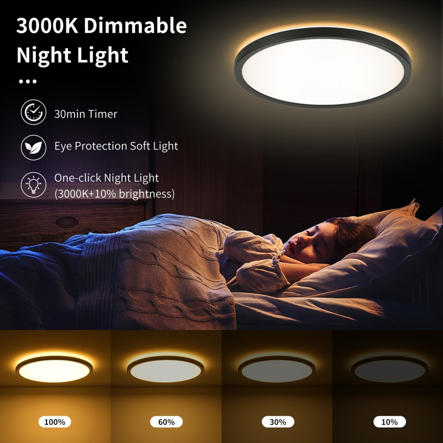 Brilagi - LED RGBW Stmievaťelné stropné svietidlo ULTRA SLIM LED/18W/230V 2700-6500K pr. 30 cm čierna + diaľkové ovládanie