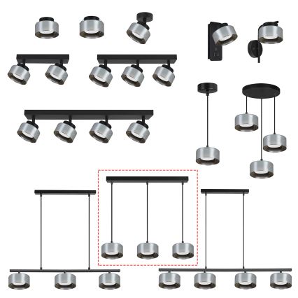 BRILAGI - LED RGB+CCT Stmievateľný luster na lane AURA LUX 3xGX53/14W/230V 2700-6500K Wi-Fi Tuya čierna/dymová