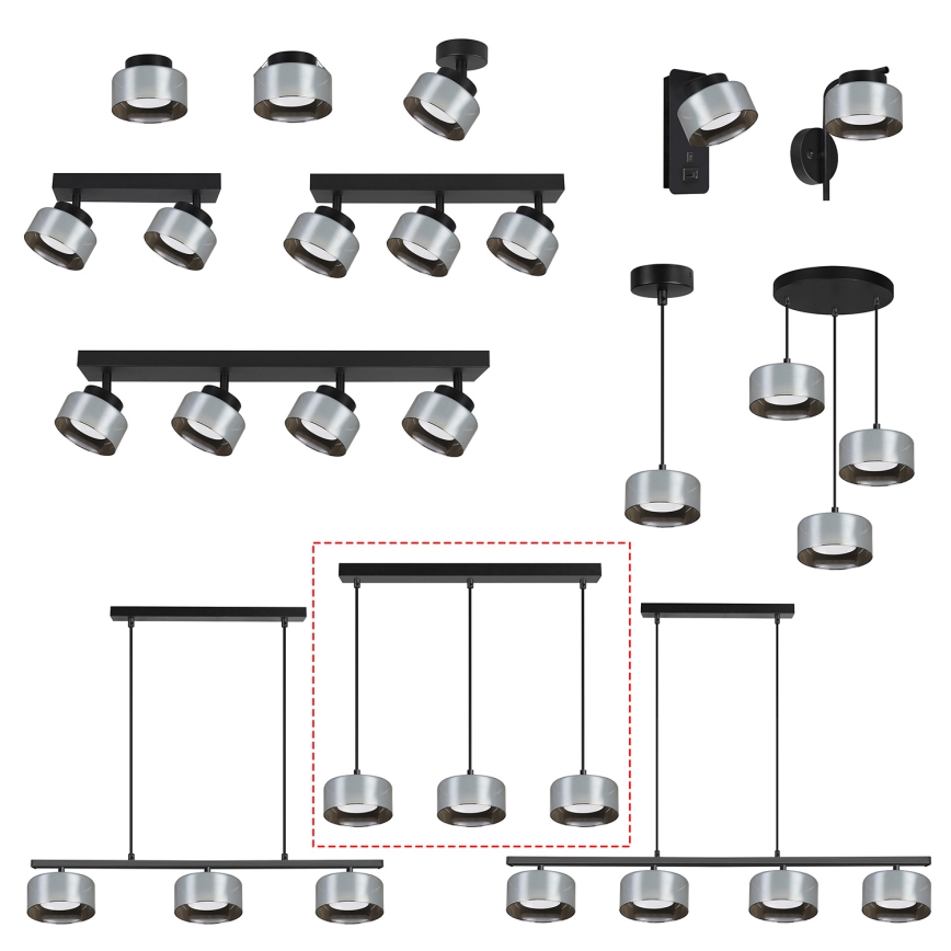 BRILAGI - LED RGB+CCT Stmievateľný luster na lane AURA LUX 3xGX53/14W/230V 2700-6500K Wi-Fi Tuya čierna/dymová