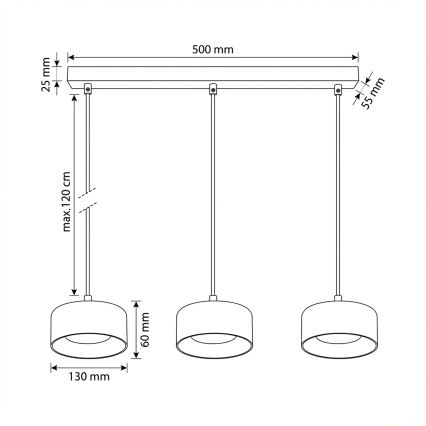BRILAGI - LED RGB+CCT Stmievateľný luster na lane AURA LUX 3xGX53/14W/230V 2700-6500K Wi-Fi Tuya čierna/zlatá