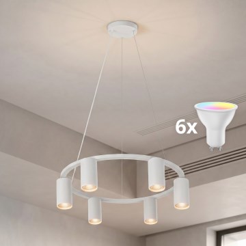BRILAGI - LED RGBW luster na lane s možnosťou stmievania SELE 6xGU10/6,5W/230V 2700-6500K biela + diaľkové ovládanie