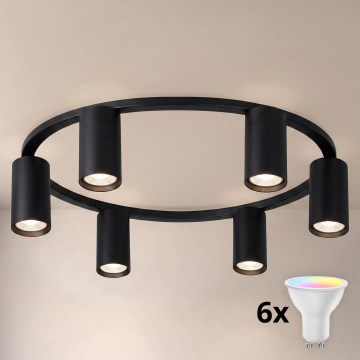 BRILAGI - LED RGBW Stmievané stropné svietidlo SELE 6xGU10/6,5W/230V 2700-6500K čierne + diaľkové ovládanie