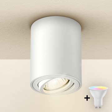 Brilagi - LED RGBW Stmievateľné bodové svietidlo MIA 1xGU10/4,8W/230V 3000K 100x80 mm biela + diaľkové ovládanie