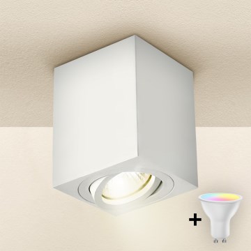 Brilagi - LED RGBW Stmievateľné bodové svietidlo MIA 1xGU10/4,8W/230V 3000K 100x80 mm biela + diaľkové ovládanie