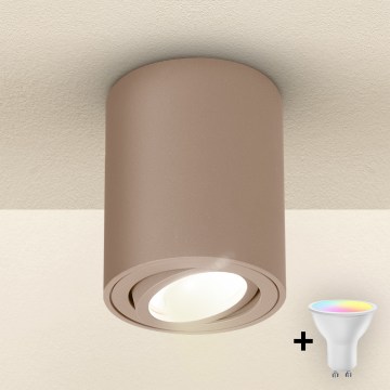Brilagi - LED RGBW stmievateľné bodové svietidlo MIA 1×GU10/4,8W/230V 3000K 100×80 mm béžová + diaľkové ovládanie