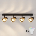 BRILAGI - LED RGBW stmievateľné bodové svietidlo NUGGET 4xGU10/4,8W/230V 3000K čierna/zlatá + diaľkové ovládanie