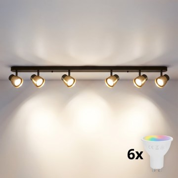 Brilagi - LED RGBW stmievateľné bodové svietidlo NUGGET 6xGU10/6W/230V 2700-6500K Wi-Fi čierna/zlatá