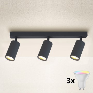 Brilagi - LED RGBW stmievateľné bodové svietidlo SELE 3xGU10/4,8W/230V 3000K antracit + diaľkové ovládanie