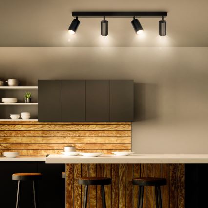 Brilagi - LED RGBW Stmievateľné bodové svietidlo SELE 4xGU10/4,8W/230V 3000K čierna/zlatá + diaľkové ovládanie