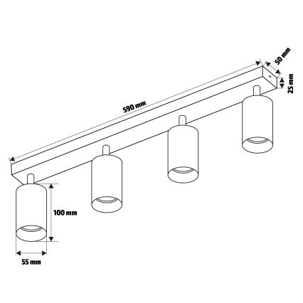 Brilagi - LED RGBW Stmievateľné bodové svietidlo SELE 4xGU10/4,8W/230V 3000K čierna/zlatá + diaľkové ovládanie