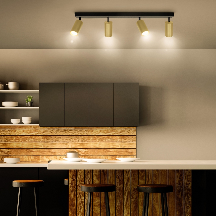 Brilagi - LED RGBW stmievateľné bodové svietidlo SELE GOLDEN 4xGU10/6W/230V 3000K čierna/zlatá + diaľkové ovládanie