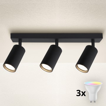 Brilagi - LED RGBW Stmievateľné bodové svietidlo SELE MODERN 3xGU10/4,8W/230V 3000K čierna + diaľkové ovládanie