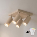 BRILAGI - LED RGBW Stmievateľné bodové svietidlo SELE SQUARE 4xGU10/6,5W/230V 2700-6500K béžová