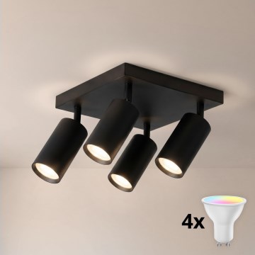 BRILAGI - LED RGBW Stmievateľné bodové svietidlo SELE SQUARE 4xGU10/6,5W/230V 2700-6500K čierna