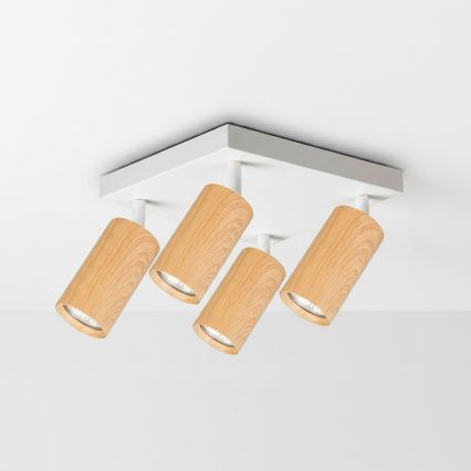 BRILAGI - LED RGBW stmievateľné bodové svietidlo SELE SQUARE 4xGU10/6,5W/230V 2700-6500K biela/dubový dekor