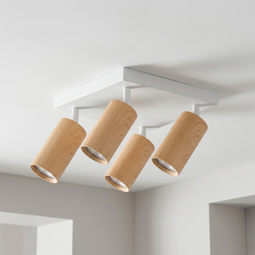 BRILAGI - LED RGBW stmievateľné bodové svietidlo SELE SQUARE 4xGU10/6,5W/230V 2700-6500K biela/dubový dekor