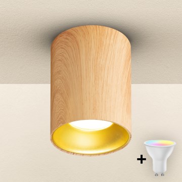 Brilagi - LED RGBW stmievateľné bodové svietidlo TRINE 1xGU10/30W/230V 3000K Wi-Fi dubový dekor