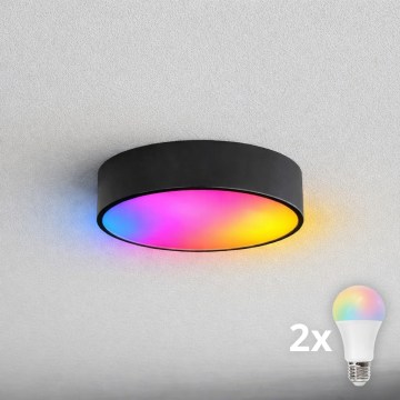 BRILAGI - LED RGBW stmievateľné kúpeľňové stropné svietidlo CLARE 2xE27/12W/230V 2700-6500K priemer 30 cm IP54 čierna