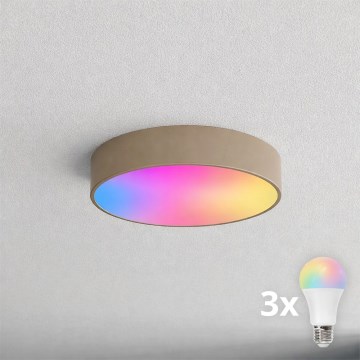 BRILAGI - LED RGBW stmievateľné kúpeľňové stropné svietidlo CLARE 3xE27/12W/230V 2700-6500K priemer 40 cm IP54 béžové